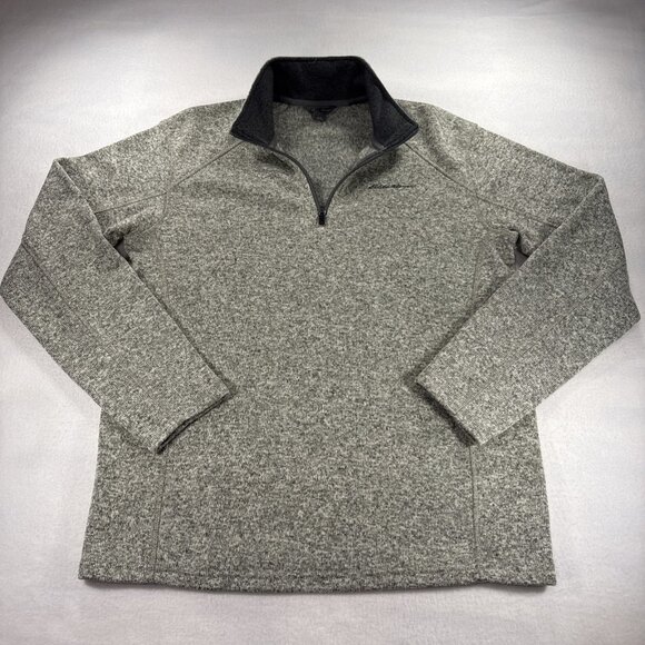 Eddie Bauer Pullover Sweater mens size L 1/4 zip Knit gray Mock Neck - Picture 1 of 8